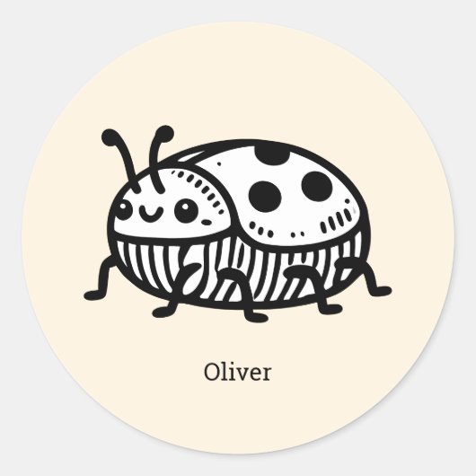 Charmante handGezeichnet Käfer-Illustration Runder Aufkleber (Vorderseite)