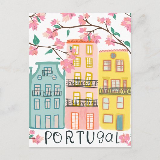 Charmante Häuser in Portugal Handmade Artwork Cust Postkarte (Vorderseite)