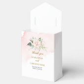 Charmante hellrosa Rose Grün & Goldhochzeit Geschenkschachtel (Geöffnet)