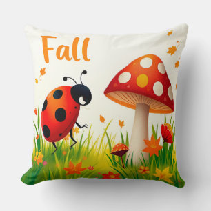 Charmante Herbstillustrierung mit Ladybug Kissen