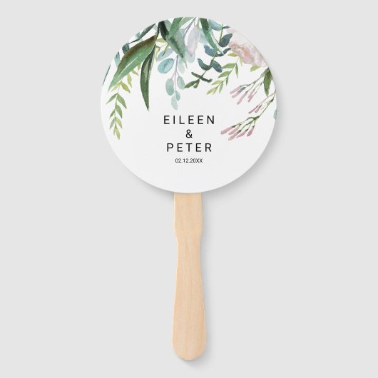 Charmante Hochzeit mit tropischer Vegetation Fächer (Vorderseite)