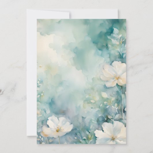 Charmante Hochzeit von weißen Blütenfarben Einladung (Rückseite)