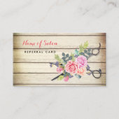 Charmante Holzschere und Rose Freundschaftsreferen Empfehlungskarte (Vorderseite)