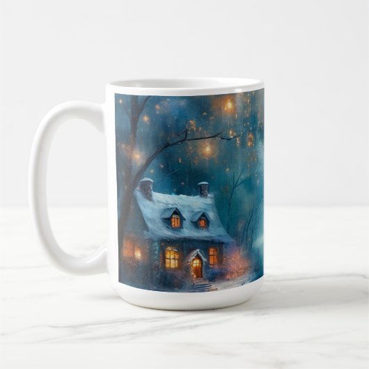 Charmante Hütte am Meer an Weihnachten Kaffeetasse (Links)