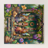 Charmante Hütte Whimsical Garden Tee Party Puzzle (Horizontal)