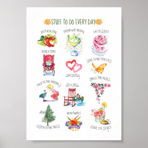 Charmante Illustrierte Dinge jeden Tag zu tun Poster