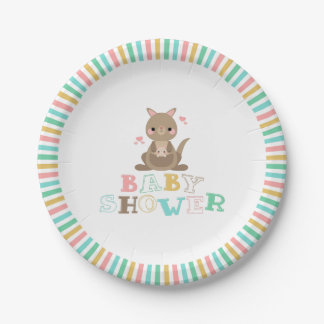 Charmante Kangaroo Babydusche Pappteller