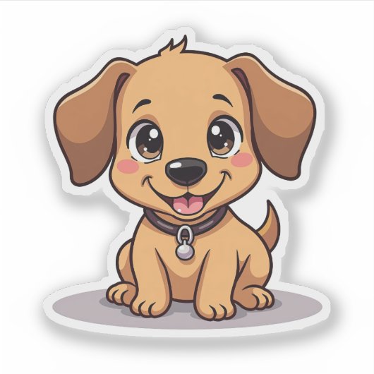 Charmante Kawaii-Dackel, zauberhaftes Lächeln, kle Aufkleber (Vorderseite)