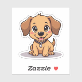 Charmante Kawaii-Dackel, zauberhaftes Lächeln, kle Aufkleber