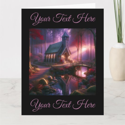 Charmante Kirche im Himmlischen Herbstwald Karte (Vorderseite)