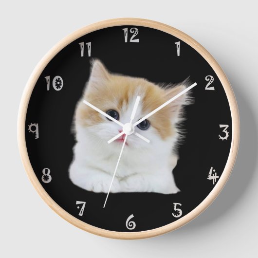 Charmante Kitten Adorable Timepiece Wall Clock Uhr (Vorderseite)