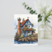 Charmante Kleine Seebadehalde Kunst Postkarte (Stehend Vorderseite)