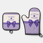 Charmante Kulinarische Komödie: Das Lila Vichy Ofenhandschuh & Topflappen-Set (Vorderseite)