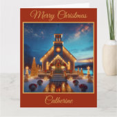 Charmante Landkirche zu Weihnachten Karte (Vorderseite)