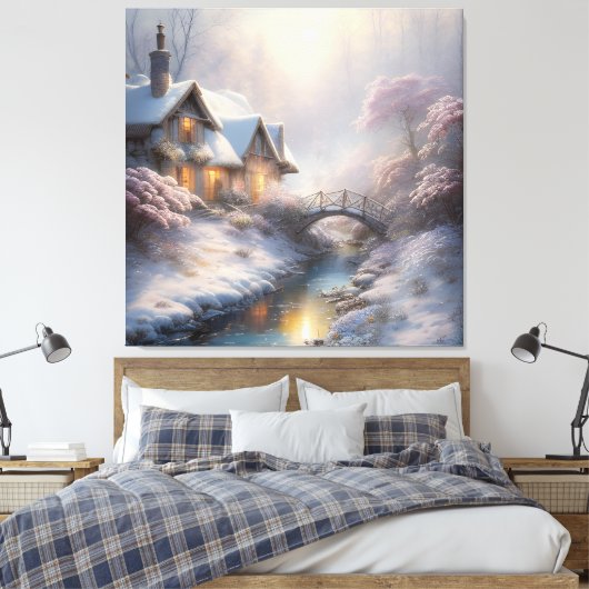 Charmante Landschaft Vintager Wintertag Leinwanddruck (Insitu (Schlafzimmer))