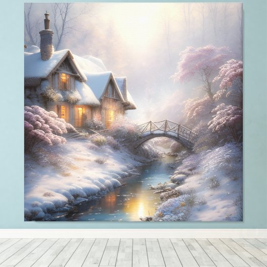 Charmante Landschaft Vintager Wintertag Leinwanddruck (Insitu (Holzboden))