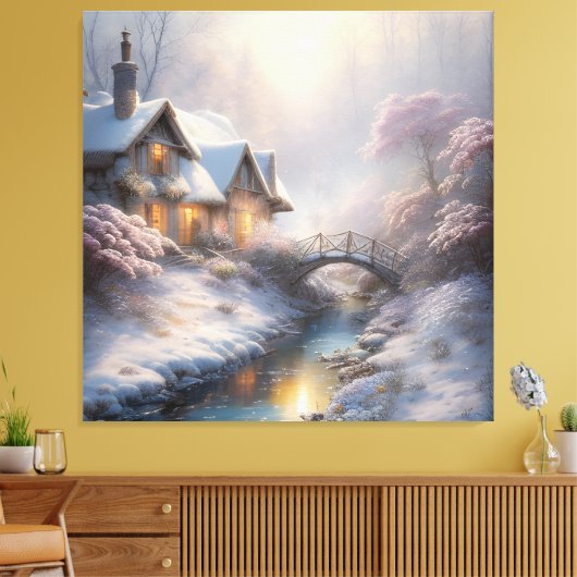 Charmante Landschaft Vintager Wintertag Leinwanddruck (Insitu (Wohnzimmer))