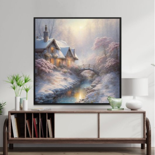 Charmante Landschaft Vintager Wintertag Poster