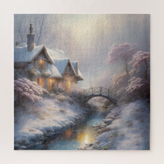 Charmante Landschaft Vintager Wintertag Puzzle (Vertikal)