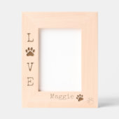 Charmante LIEBE Dog Paw Print Modern Custom Foto Geätzte Rahmen (Vorderseite)