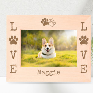 Charmante LIEBE Dog Paw Print Modern Personalisier Geätzte Rahmen