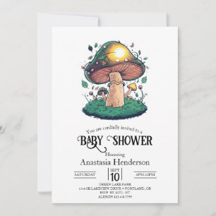 Charmante, liebevolle Mushroom-Babydusche Einladung