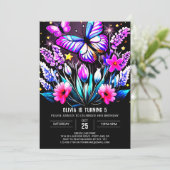 Charmante Lila bearbeitbare Butterfly Geburtstag Einladung (Stehend Vorderseite)