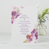 Charmante Lila Elegance Hochzeit Einladung (Stehend Vorderseite)