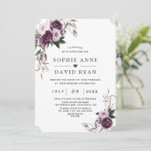 Charmante Lila Pink Peony Blume Hochzeit Einladung (Stehend Vorderseite)