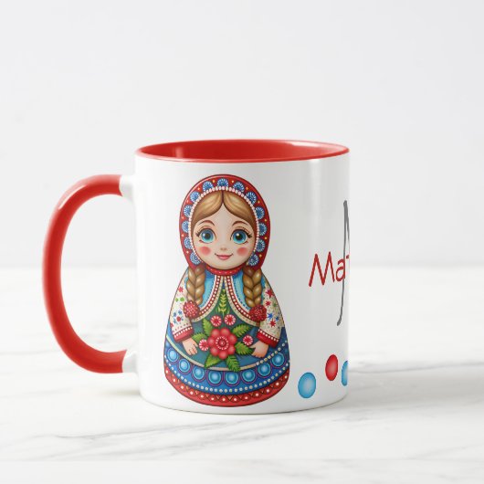 Charmante Matryoshkas mit Personalisierter Touch Tasse (Links)