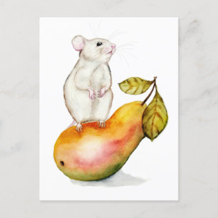 Charmante Maus auf einer Birne Feiertagspostkarte