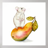Charmante Maus auf einer Birne Poster (Vorne)