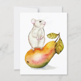 Charmante Maus auf einer Birne Postkarte
