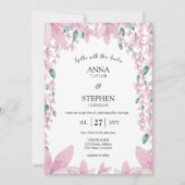 Charmante Moderne Rosa Wisteria Florale Hochzeit Einladung (Vorderseite)
