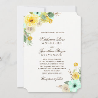 Charmante Münze und Gelbe Hochzeiten Einladung