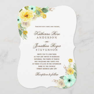 Charmante Münze und Gelbe Hochzeiten Einladung