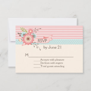 Charmante Muster und florale Hochzeitskarte RSVP Karte