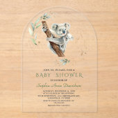 Charmante Niedliche Koala Greenerity Gold Baby Dus Acryleinladungen (Vorderseite)