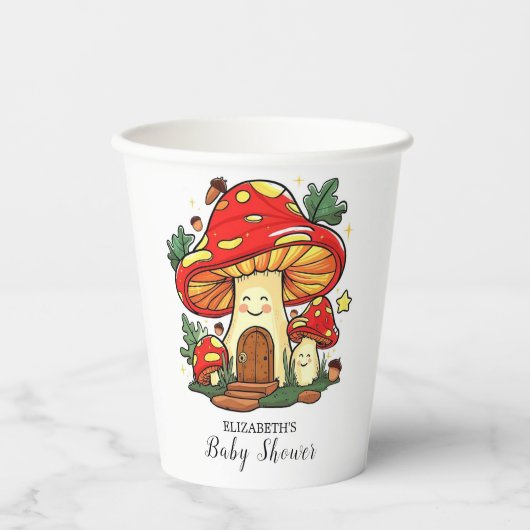 Charmante Niedliche Mushroom-Babydusche Pappbecher (Vorderseite)