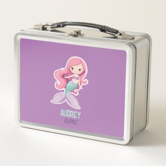 Charmante Niedliche Pastelmaid mit Kindernamen Metall Brotdose (Vorderseite)