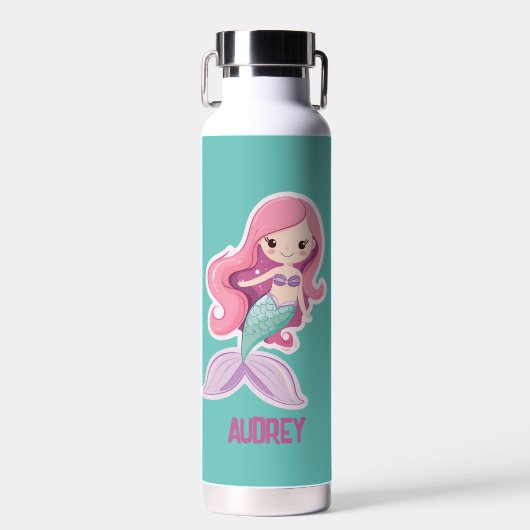 Charmante Niedliche Pastelmaid mit Kindernamen Trinkflasche (Vorne)