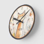 Charmante Orange Katze im Garten Illustration Runde Wanduhr (Winkel)