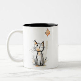 Charmante Orange Katze im Garten Illustration Zweifarbige Tasse