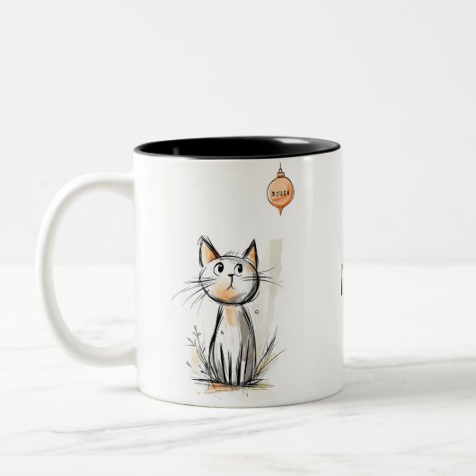 Charmante Orange Katze im Garten Illustration Zweifarbige Tasse (Links)