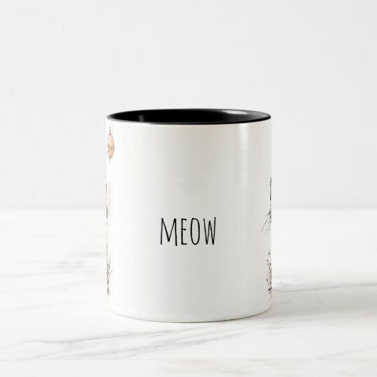 Charmante Orange Katze im Garten Illustration Zweifarbige Tasse (Mittel)