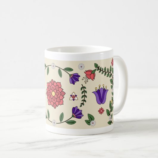 Charmante Pastel Floral Folklore Tasse (VorderseiteRechts)