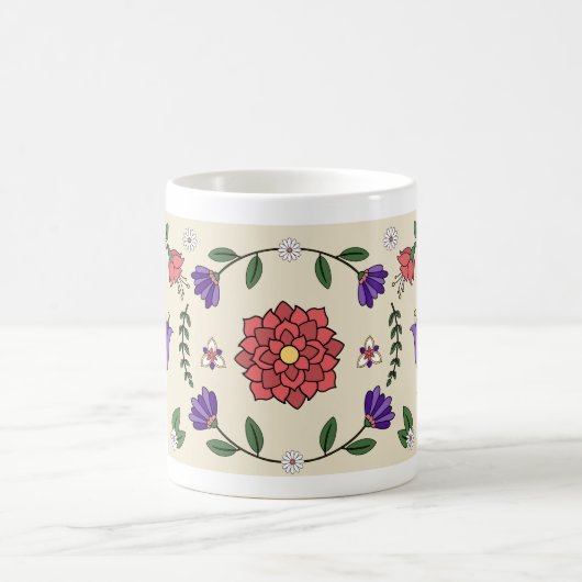 Charmante Pastel Floral Folklore Tasse (Mittel)