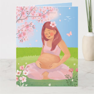 Charmante Pastel Schwangere Mama in der Natur Mutt Karte
