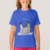 Charmante Penguin Familie mit Name T - Shirt (Vorderseite)