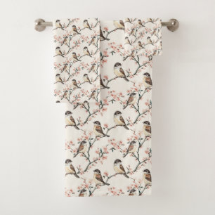 Charmante Pfeifen und Blüten Badhandtuch Set